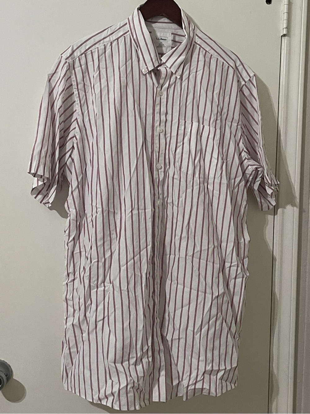L.L. Bean Men’s XL Tall Short Sleeve Button Down Shirt Striped Cotton